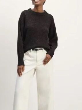 Everlane The Cocoon Alpaca Crewneck Sweater Size XS Heather Black Relaxed Fit